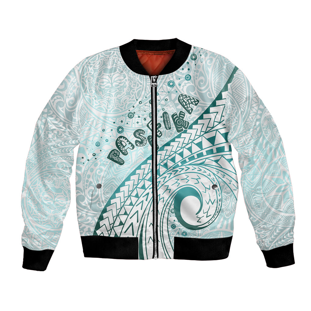 Pasifika Festival Bomber Jacket Tribal Pattern Teal Version LT01 Unisex Teal - Polynesian Pride