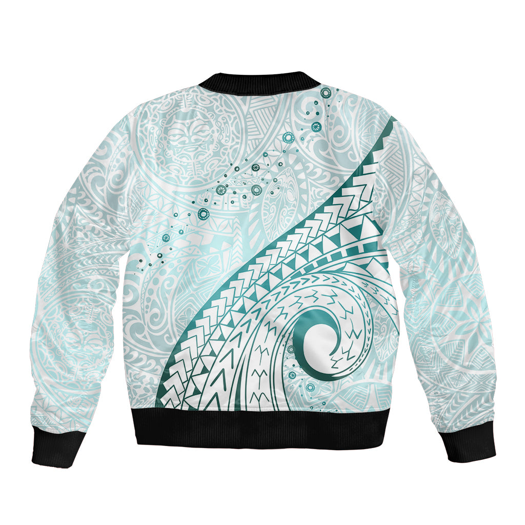 Pasifika Festival Bomber Jacket Tribal Pattern Teal Version LT01 - Polynesian Pride
