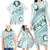 Pasifika Festival Family Matching Long Sleeve Bodycon Dress and Hawaiian Shirt Tribal Pattern Teal Version LT01 - Polynesian Pride