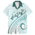 Pasifika Festival Family Matching Off Shoulder Long Sleeve Dress and Hawaiian Shirt Tribal Pattern Teal Version LT01 Dad's Shirt - Short Sleeve Teal - Polynesian Pride