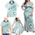 Pasifika Festival Family Matching Off Shoulder Maxi Dress and Hawaiian Shirt Tribal Pattern Teal Version LT01 - Polynesian Pride