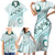 Pasifika Festival Family Matching Short Sleeve Bodycon Dress and Hawaiian Shirt Tribal Pattern Teal Version LT01 - Polynesian Pride