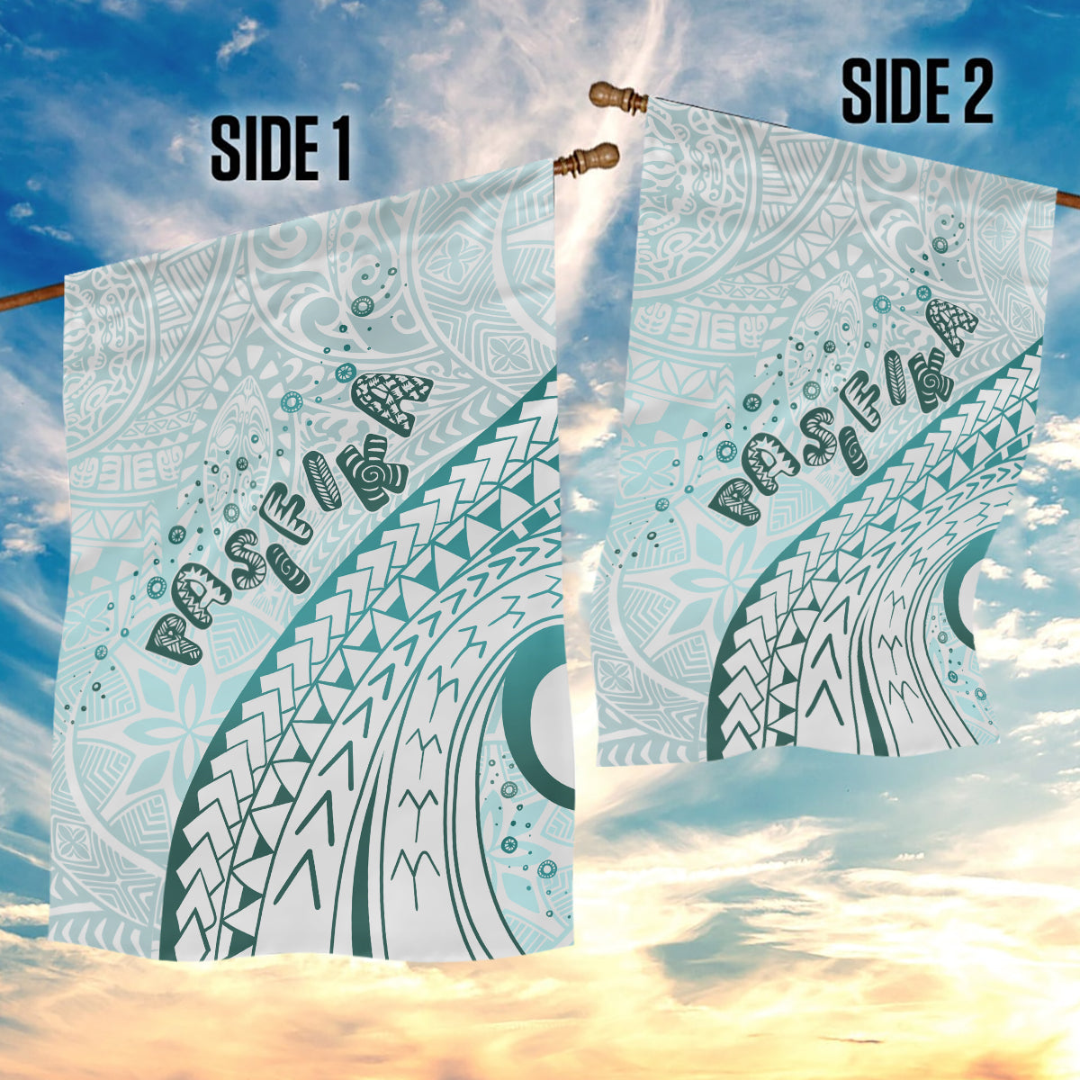 Pasifika Festival Garden Flag Tribal Pattern Teal Version LT01 - Polynesian Pride