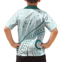 Pasifika Festival Kid Hawaiian Shirt Tribal Pattern Teal Version LT01 - Polynesian Pride
