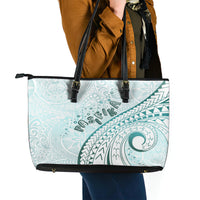 Pasifika Festival Leather Tote Bag Tribal Pattern Teal Version LT01 - Polynesian Pride