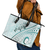 Pasifika Festival Leather Tote Bag Tribal Pattern Teal Version LT01 - Polynesian Pride