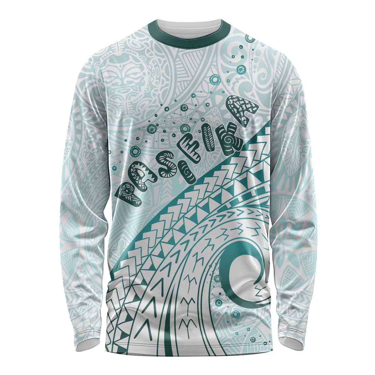 Pasifika Festival Long Sleeve Shirt Tribal Pattern Teal Version LT01 Unisex Teal - Polynesian Pride