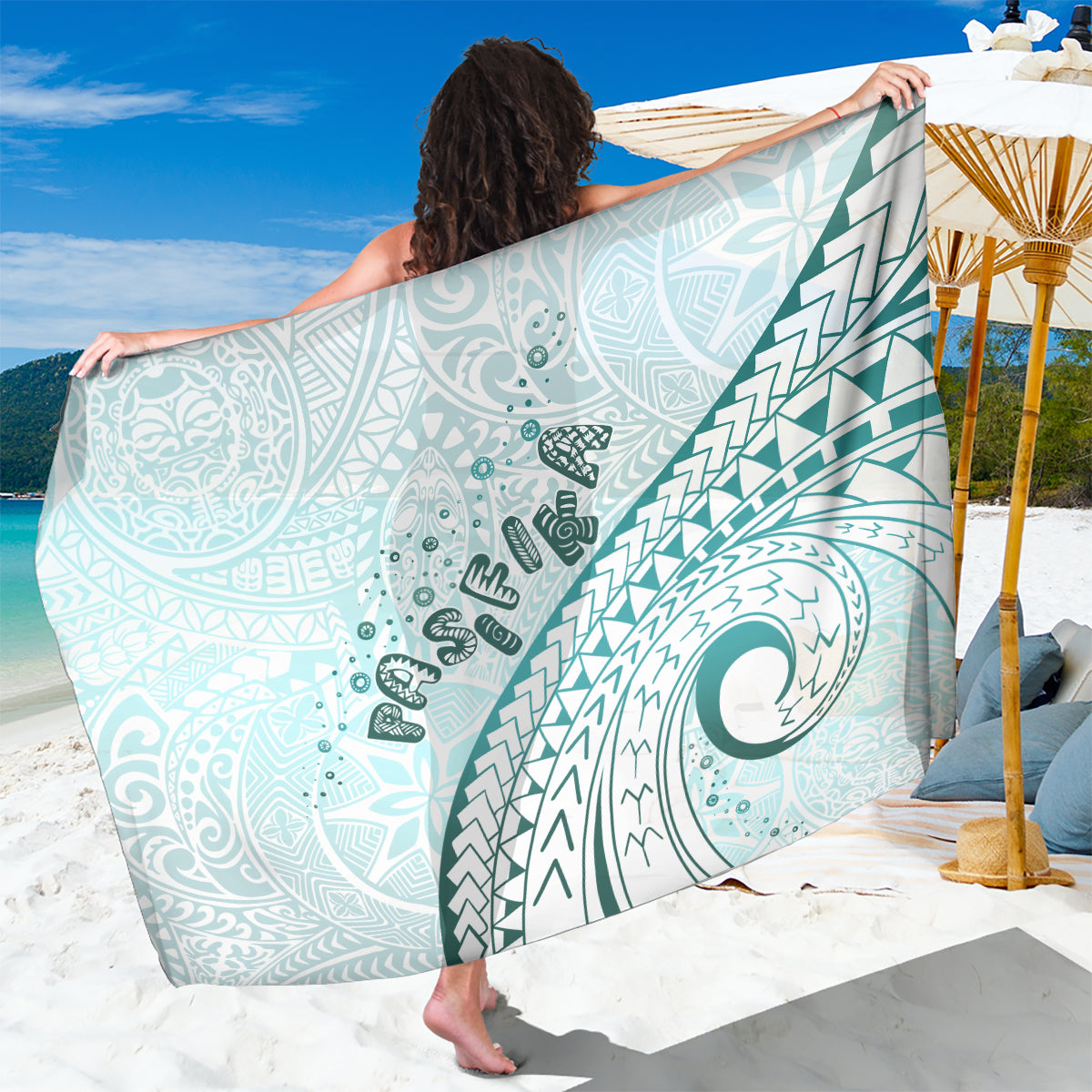 Pasifika Festival Sarong Tribal Pattern Teal Version