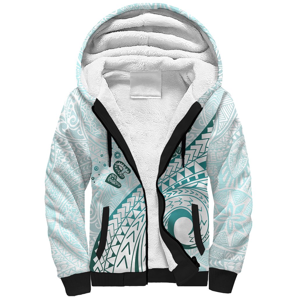 Pasifika Festival Sherpa Hoodie Tribal Pattern Teal Version LT01 Unisex Teal - Polynesian Pride
