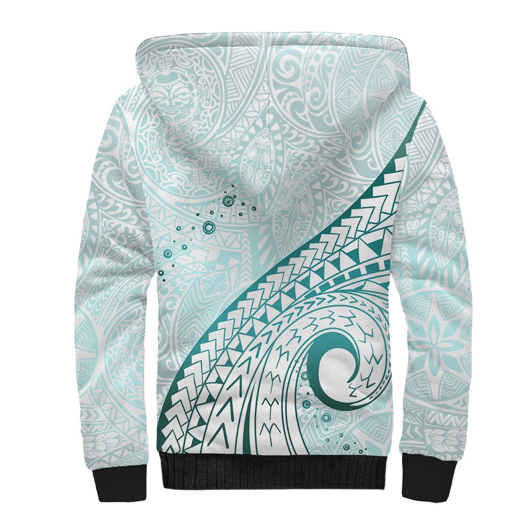 Pasifika Festival Sherpa Hoodie Tribal Pattern Teal Version LT01 - Polynesian Pride