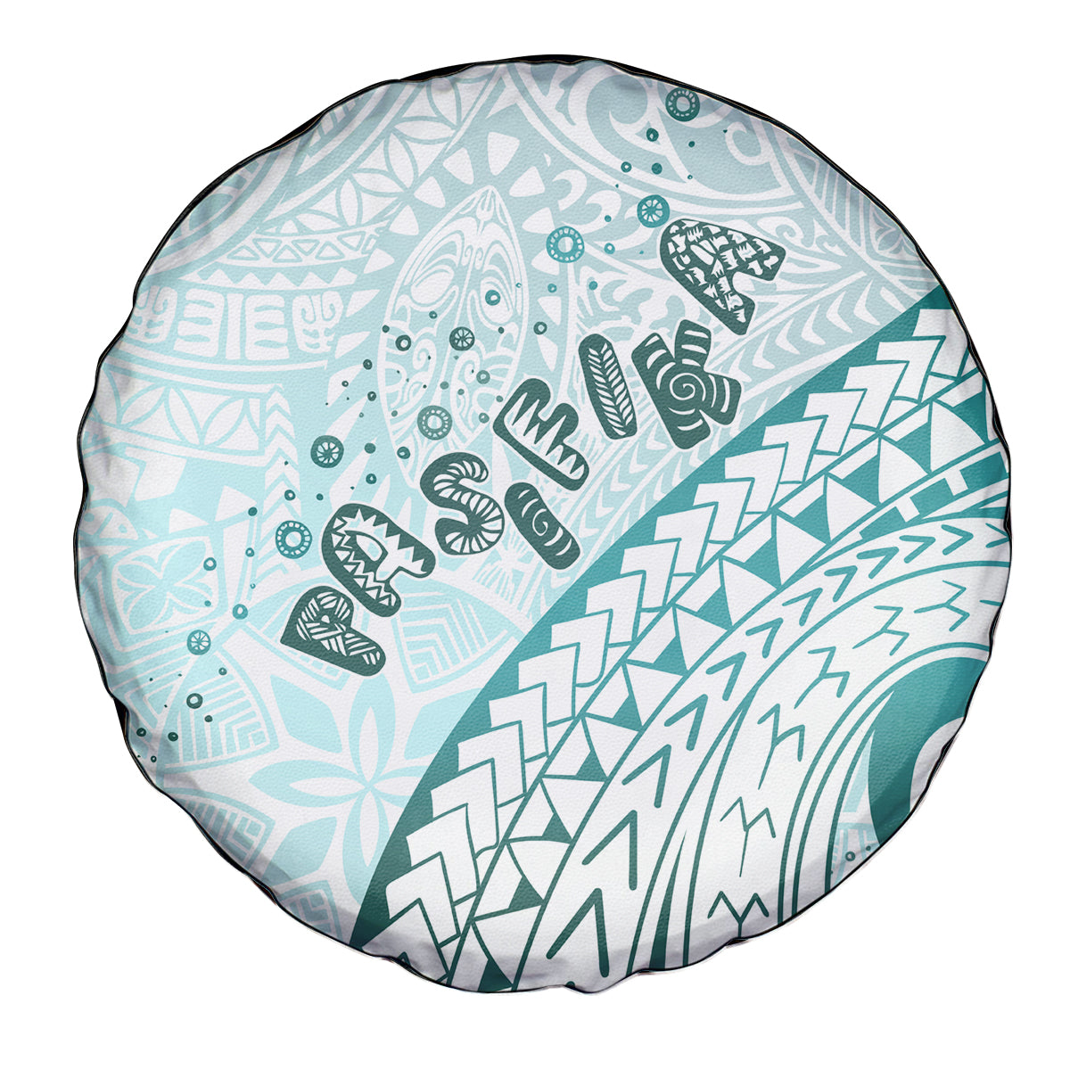 Pasifika Festival Spare Tire Cover Tribal Pattern Teal Version LT01 - Polynesian Pride