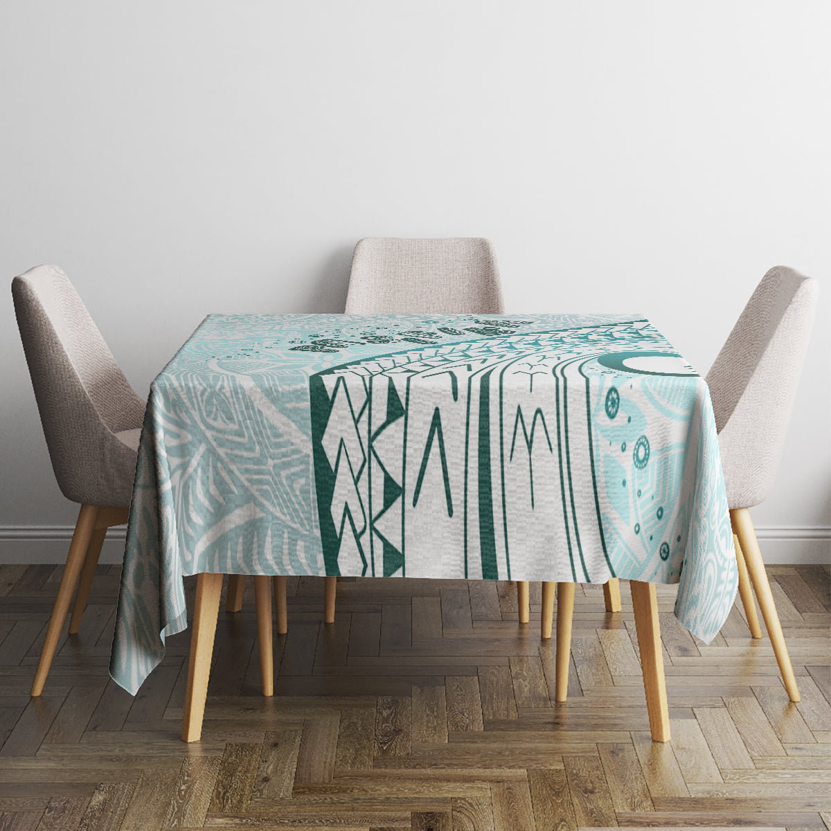 Pasifika Festival Tablecloth Tribal Pattern Teal Version LT01 - Polynesian Pride