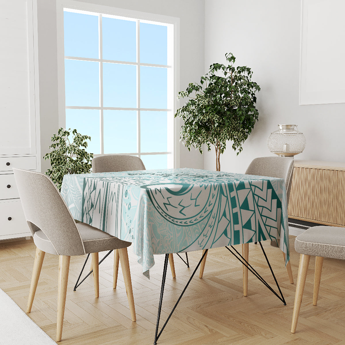 Pasifika Festival Tablecloth Tribal Pattern Teal Version LT01 - Polynesian Pride