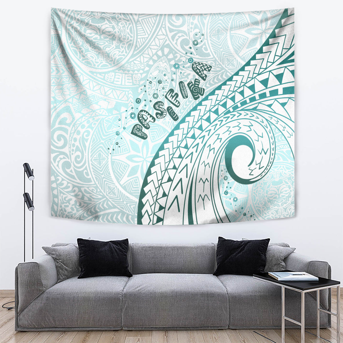 Pasifika Festival Tapestry Tribal Pattern Teal Version