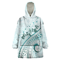 Pasifika Festival Wearable Blanket Hoodie Tribal Pattern Teal Version LT01 One Size Teal - Polynesian Pride