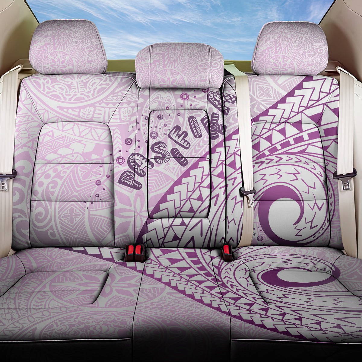 Pasifika Festival Back Car Seat Cover Tribal Pattern Lilac Version LT01