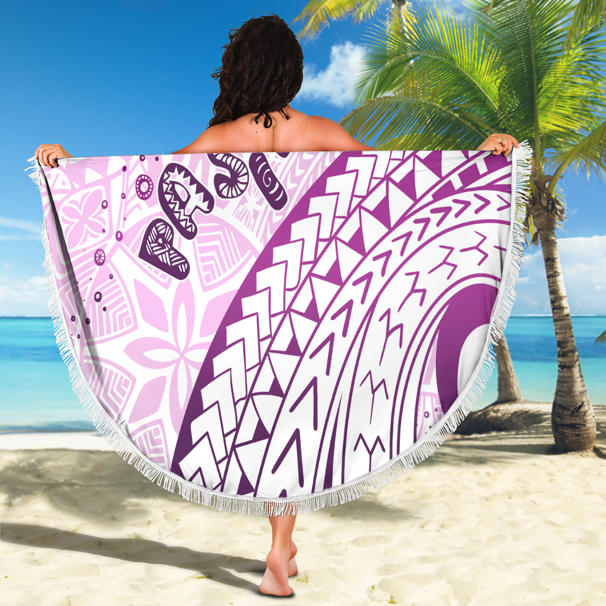 Pasifika Festival Beach Blanket Tribal Pattern Lilac Version LT01 - Polynesian Pride
