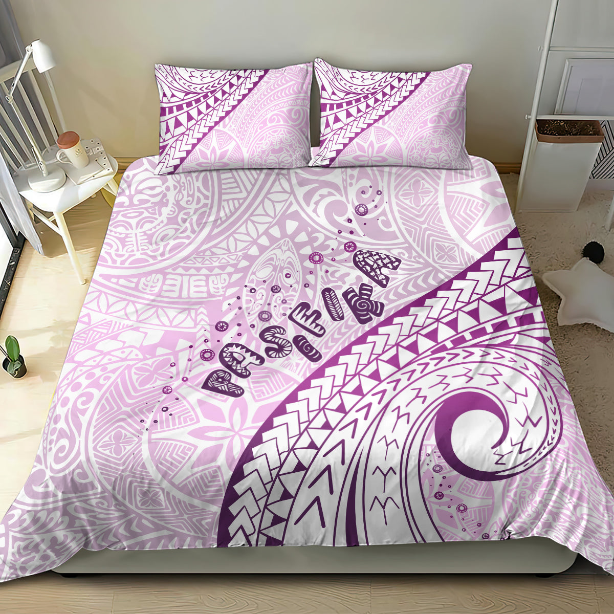 Pasifika Festival Bedding Set Tribal Pattern Lilac Version LT01 - Polynesian Pride