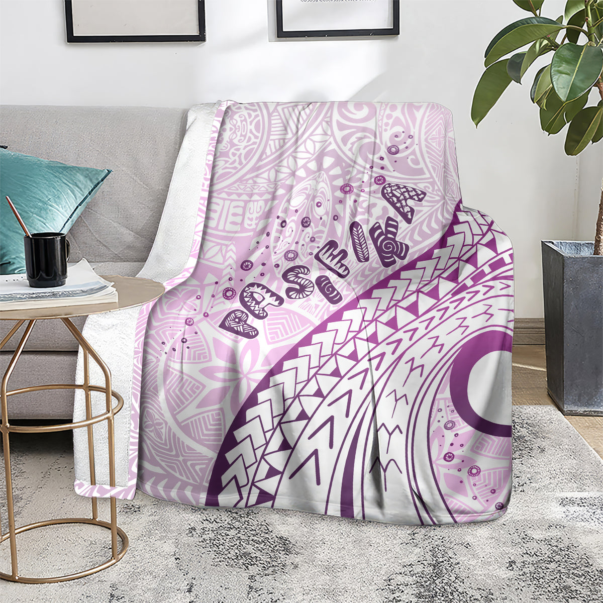 Pasifika Festival Blanket Tribal Pattern Lilac Version LT01 - Polynesian Pride