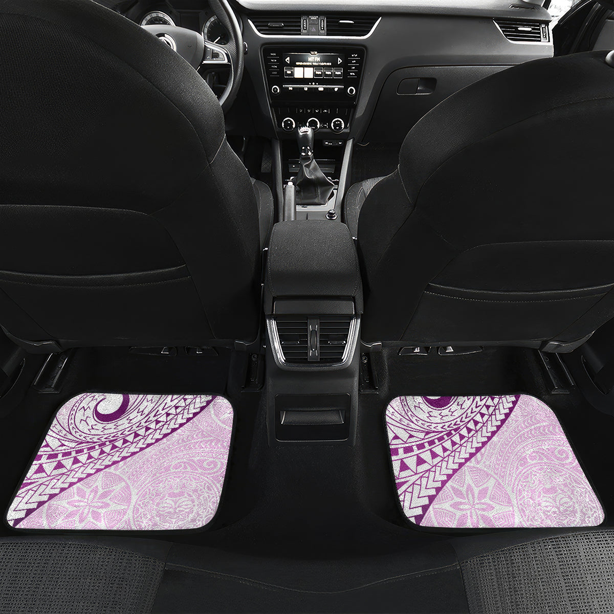 Pasifika Festival Car Mats Tribal Pattern Lilac Version LT01 Set 2pcs - Back Purple - Polynesian Pride