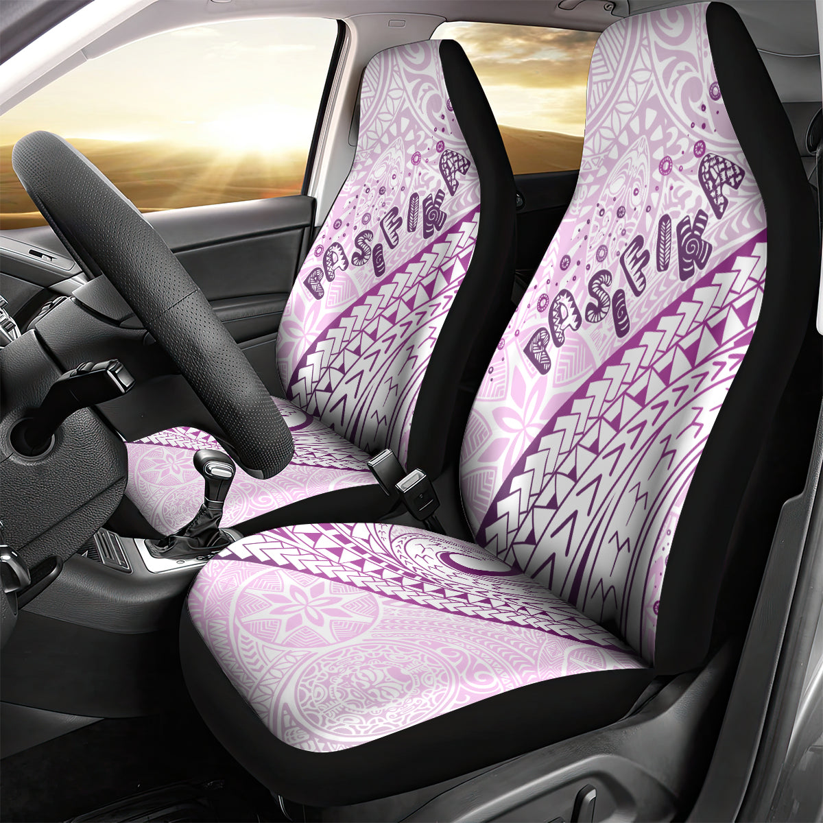 Pasifika Festival Car Seat Cover Tribal Pattern Lilac Version