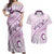 Pasifika Festival Couples Matching Off Shoulder Maxi Dress and Hawaiian Shirt Tribal Pattern Lilac Version LT01 Purple - Polynesian Pride