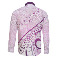 Pasifika Festival Family Matching Tank Maxi Dress and Hawaiian Shirt Tribal Pattern Lilac Version LT01 - Polynesian Pride