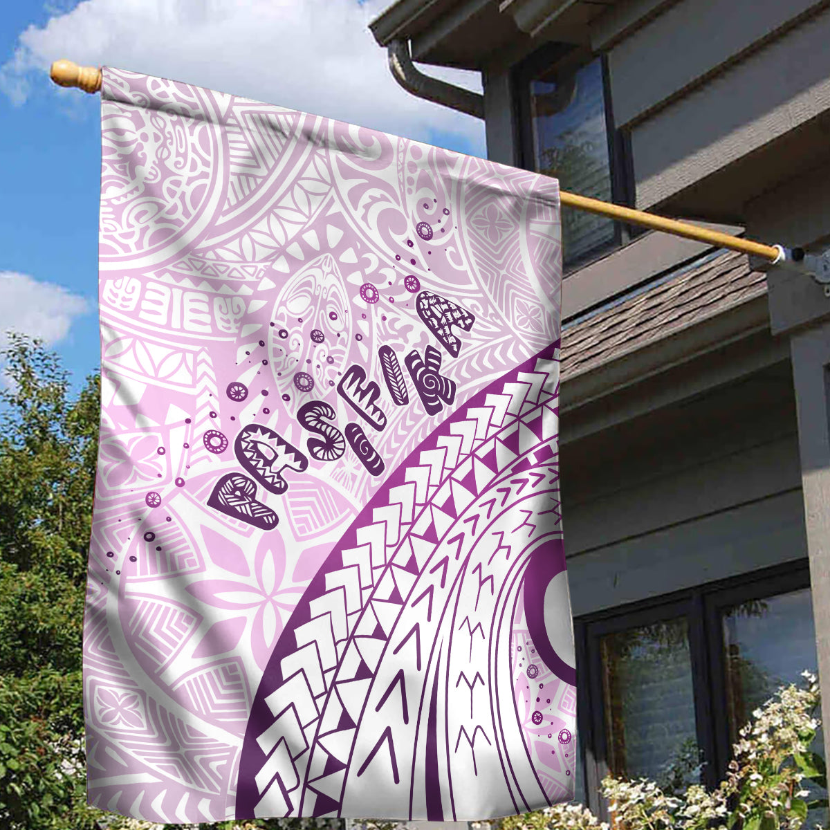 Pasifika Festival Garden Flag Tribal Pattern Lilac Version LT01 - Polynesian Pride