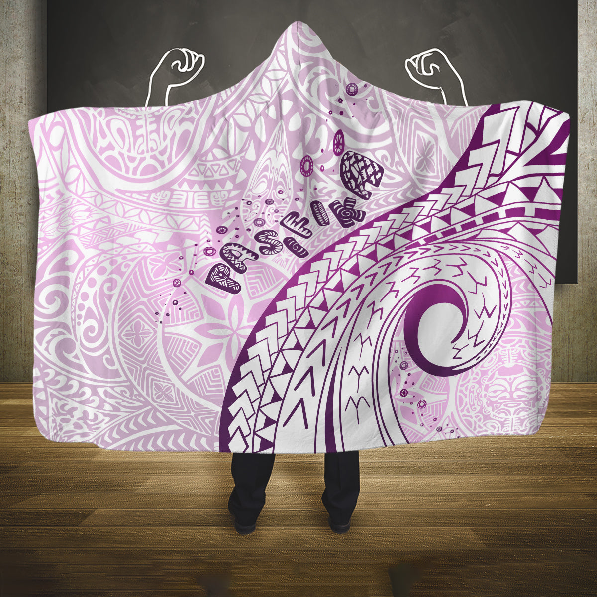 Pasifika Festival Hooded Blanket Tribal Pattern Lilac Version