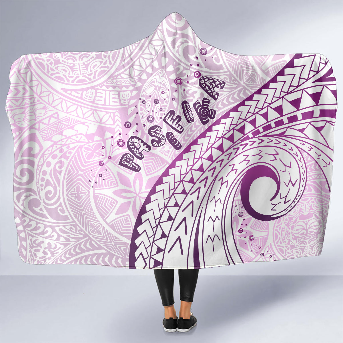 Pasifika Festival Hooded Blanket Tribal Pattern Lilac Version LT01 - Polynesian Pride