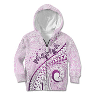 Pasifika Festival Kid Hoodie Tribal Pattern Lilac Version LT01 Zip Hoodie Purple - Polynesian Pride