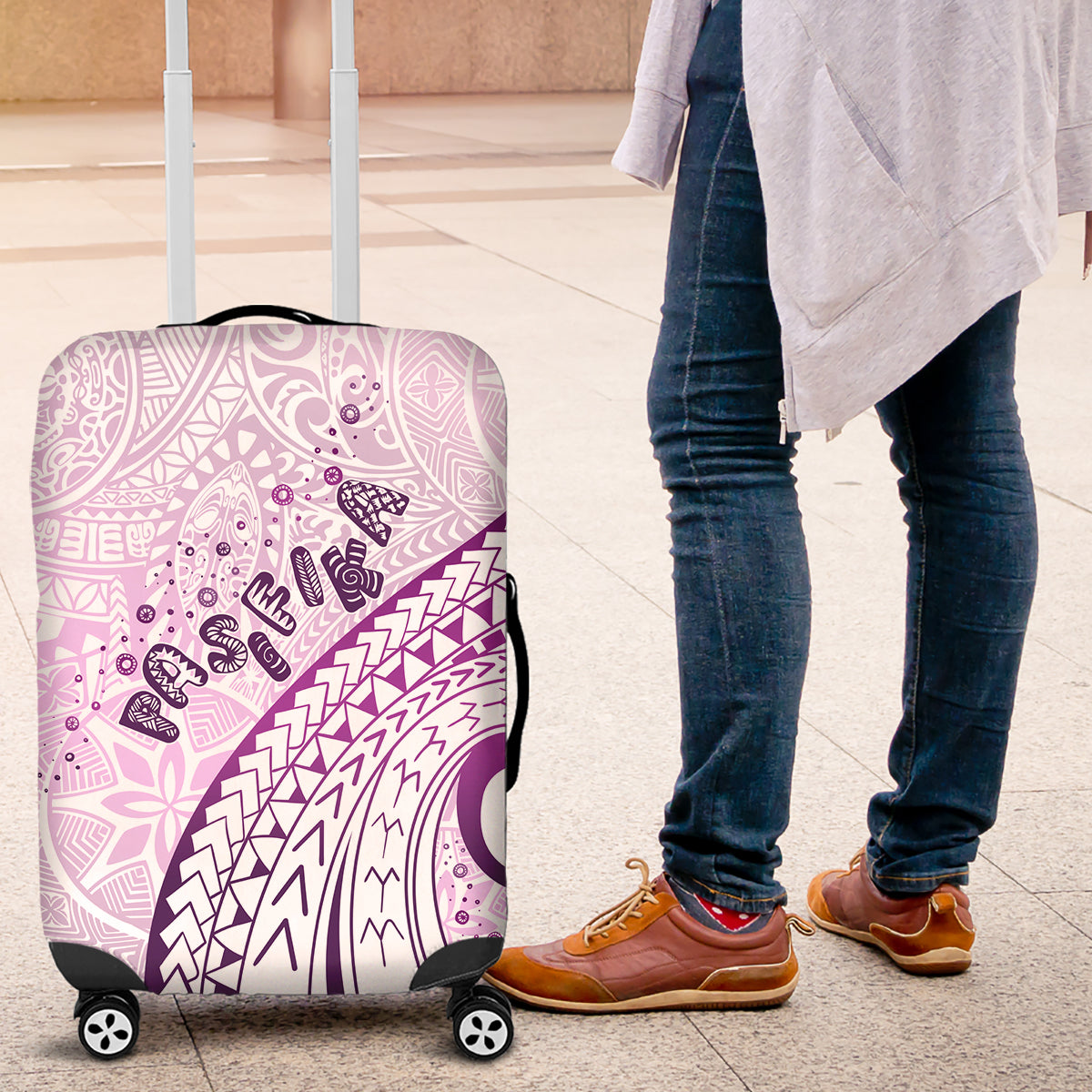Pasifika Festival Luggage Cover Tribal Pattern Lilac Version