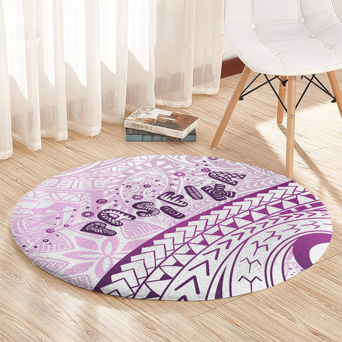 Pasifika Festival Round Carpet Tribal Pattern Lilac Version