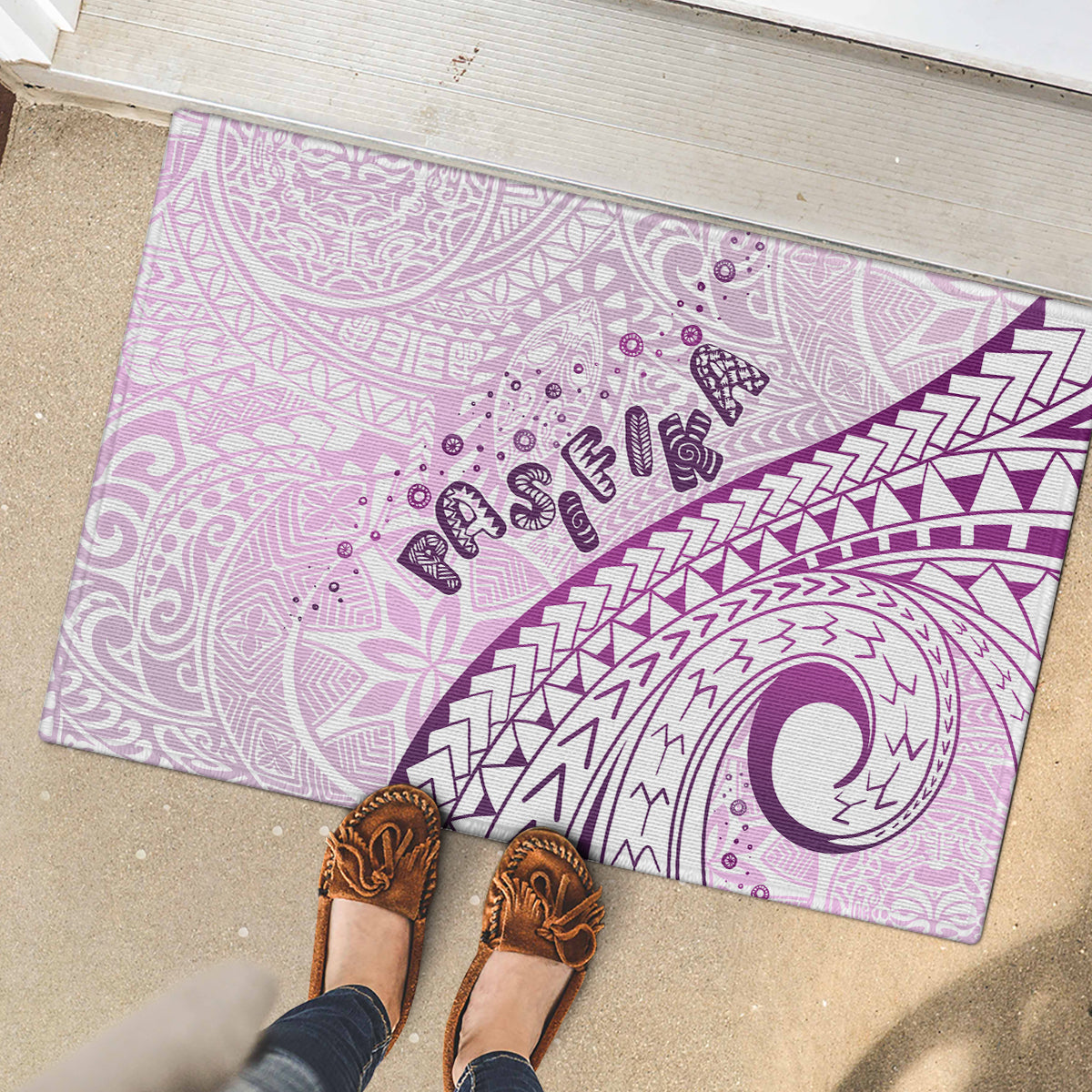Pasifika Festival Rubber Doormat Tribal Pattern Lilac Version LT01 - Polynesian Pride