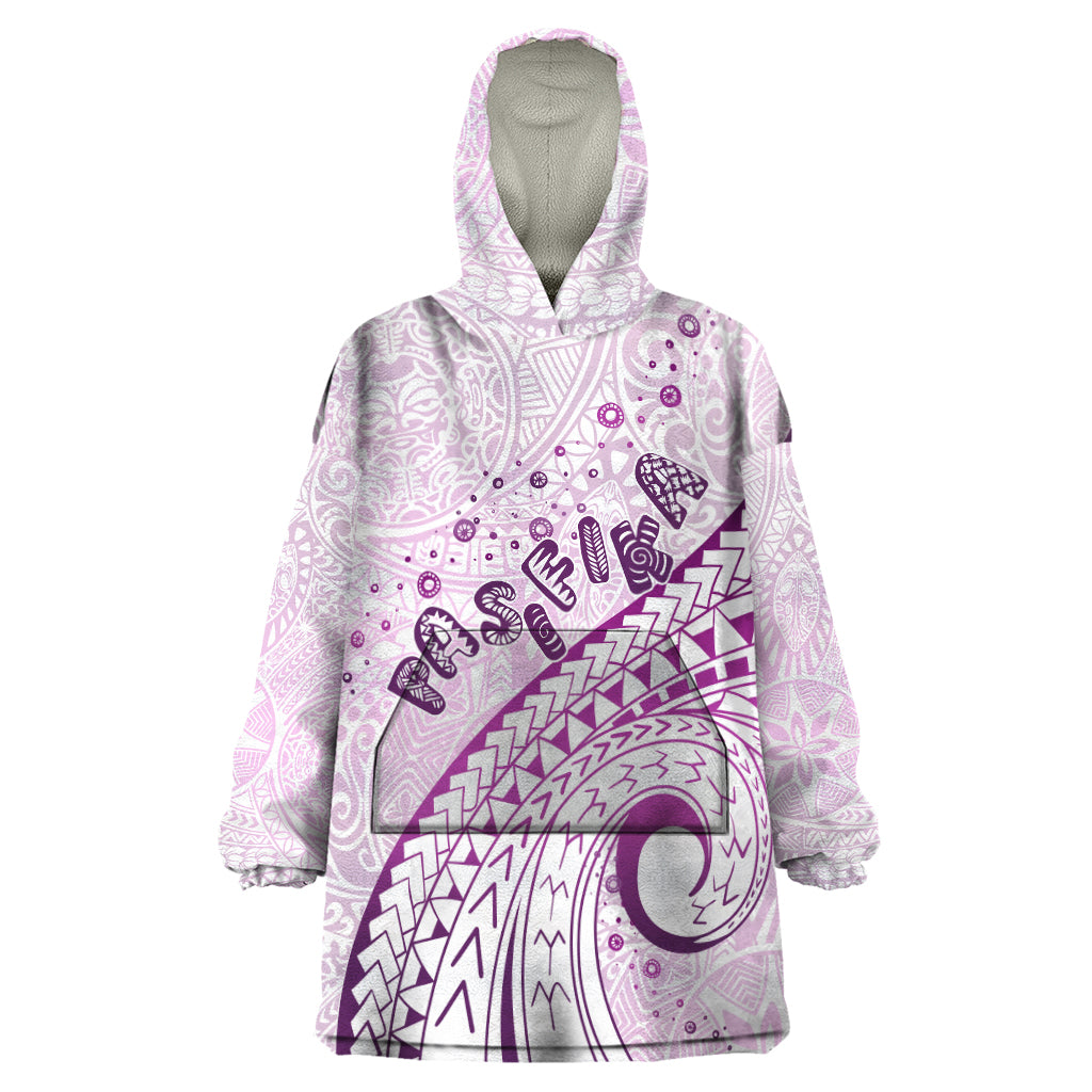 Pasifika Festival Wearable Blanket Hoodie Tribal Pattern Lilac Version LT01 One Size Purple - Polynesian Pride