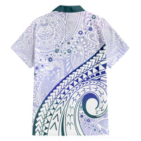 Pasifika Festival Family Matching Off Shoulder Long Sleeve Dress and Hawaiian Shirt Tribal Pattern Violet Version LT01 - Polynesian Pride