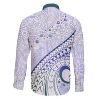 Pasifika Festival Family Matching Off Shoulder Short Dress and Hawaiian Shirt Tribal Pattern Violet Version LT01 - Polynesian Pride