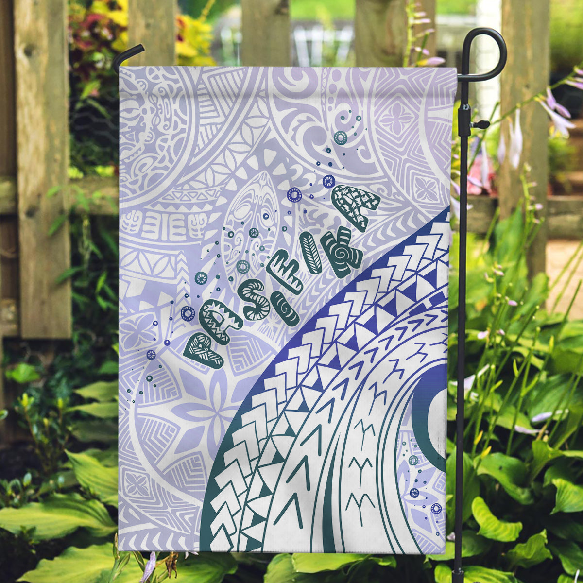 Pasifika Festival Garden Flag Tribal Pattern Violet Version