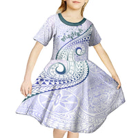 Pasifika Festival Kid Short Sleeve Dress Tribal Pattern Violet Version LT01 - Polynesian Pride