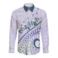 Pasifika Festival Long Sleeve Button Shirt Tribal Pattern Violet Version LT01 Unisex Purple - Polynesian Pride