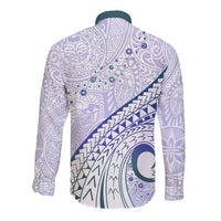 Pasifika Festival Long Sleeve Button Shirt Tribal Pattern Violet Version LT01 - Polynesian Pride