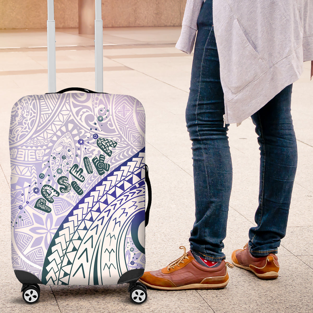 Pasifika Festival Luggage Cover Tribal Pattern Violet Version