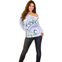 Pasifika Festival Off Shoulder Sweater Tribal Pattern Violet Version LT01 - Polynesian Pride