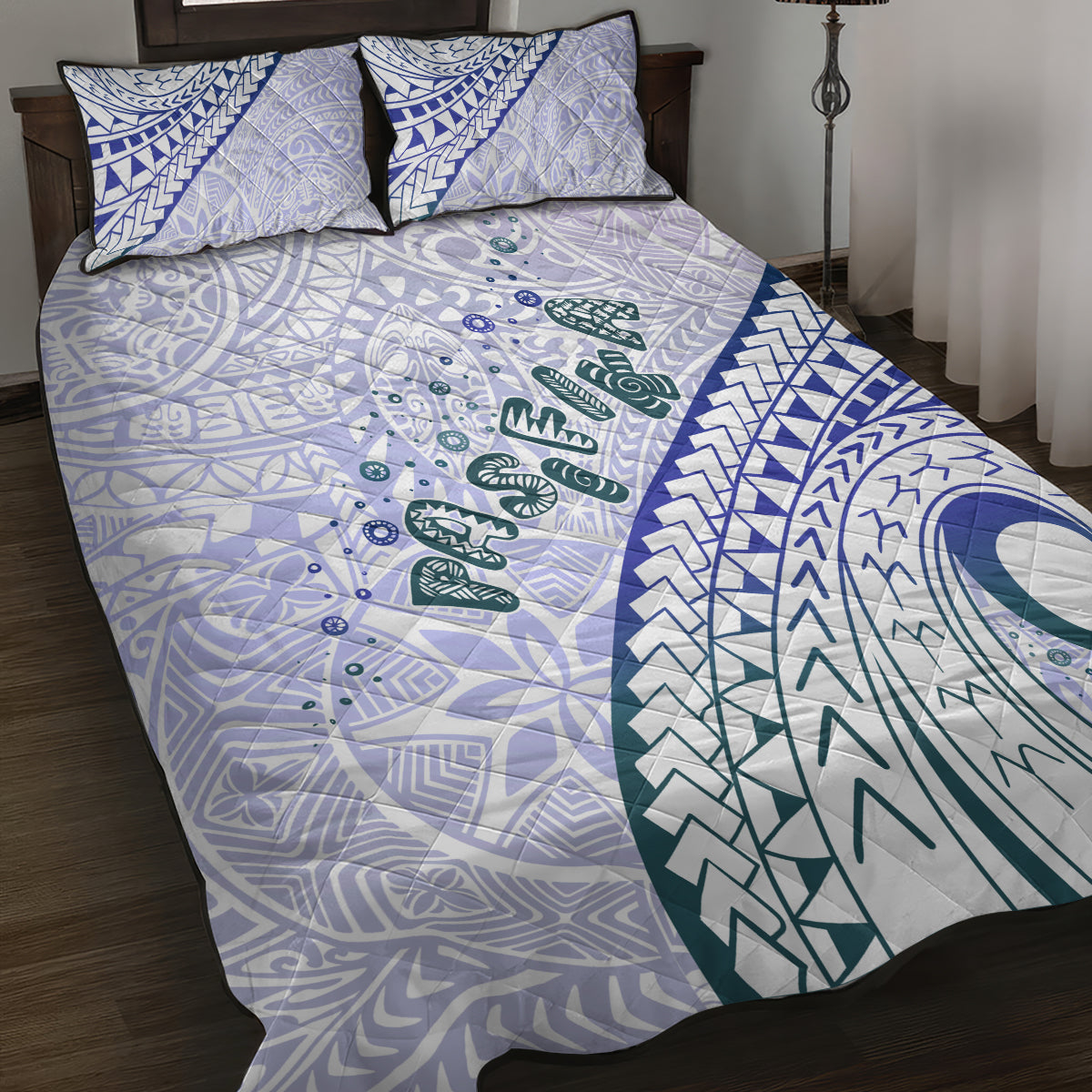 Pasifika Festival Quilt Bed Set Tribal Pattern Violet Version LT01 Purple - Polynesian Pride