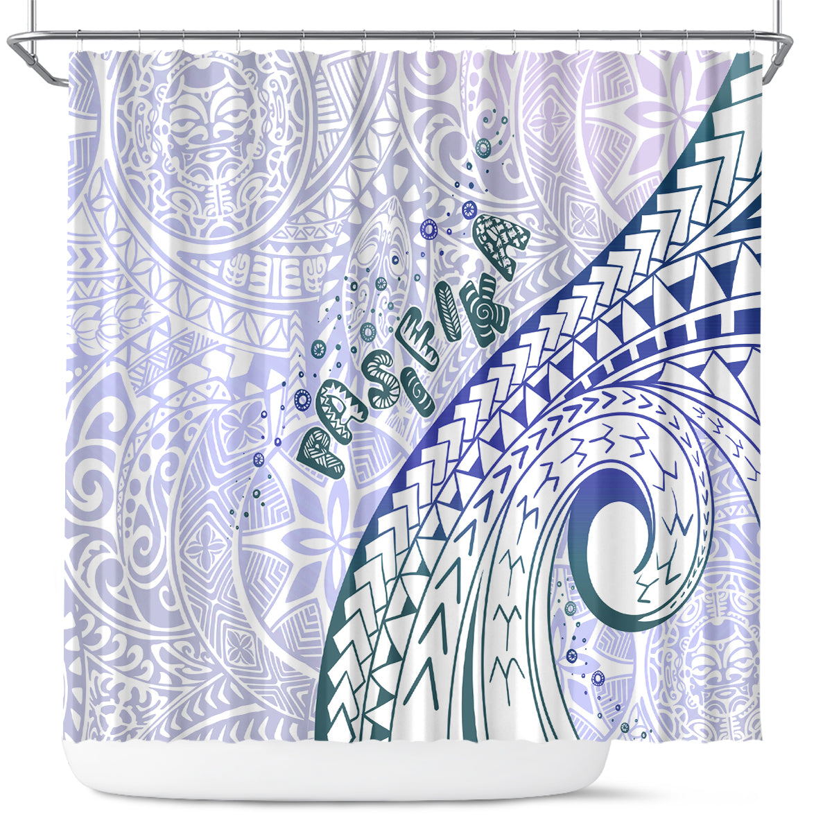 Pasifika Festival Shower Curtain Tribal Pattern Violet Version