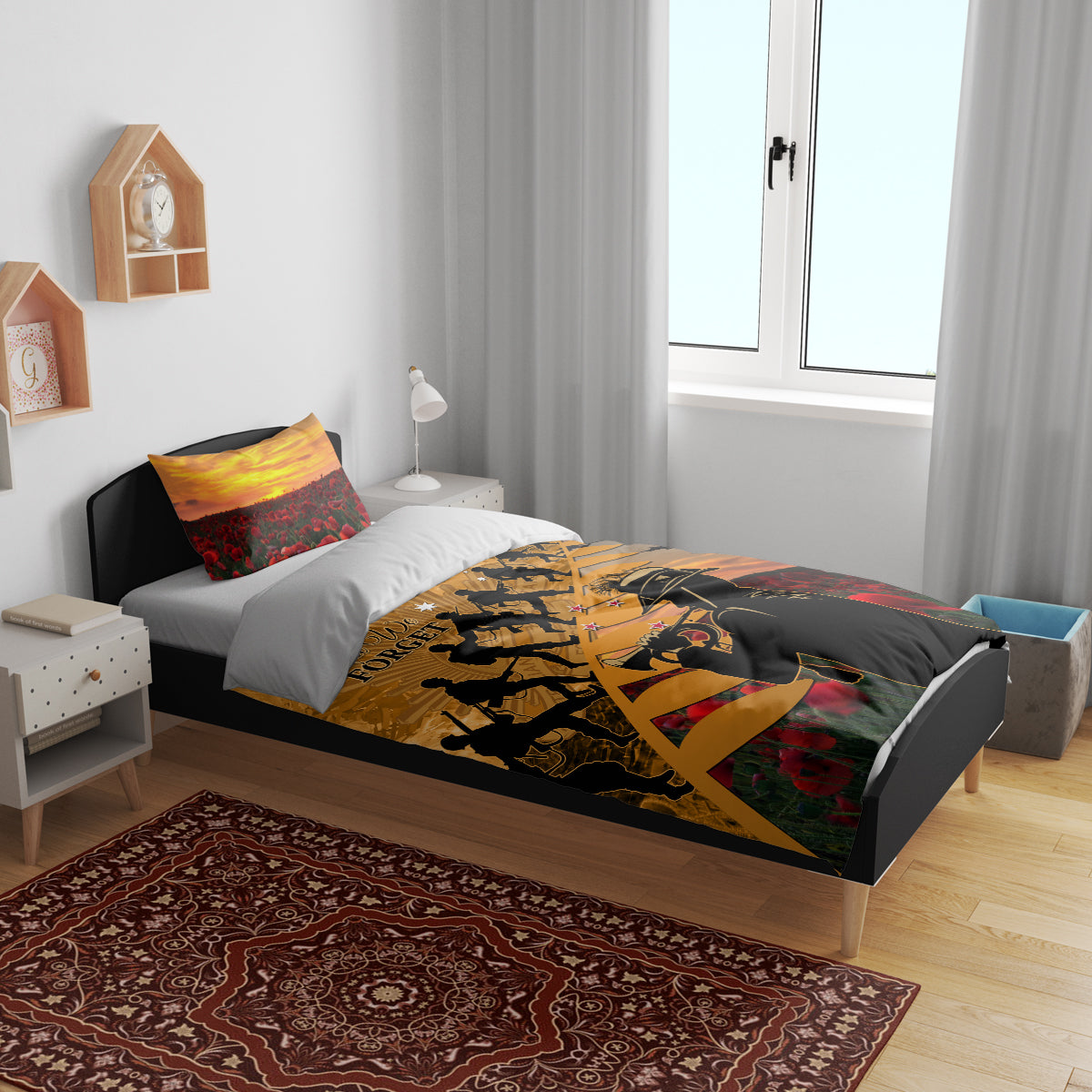 ANZAC Day 2024 Bedding Set Silver Fern With A Trumpet Soldier LT01 - Polynesian Pride