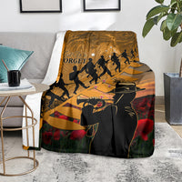 ANZAC Day 2024 Blanket Silver Fern With A Trumpet Soldier LT01 - Polynesian Pride