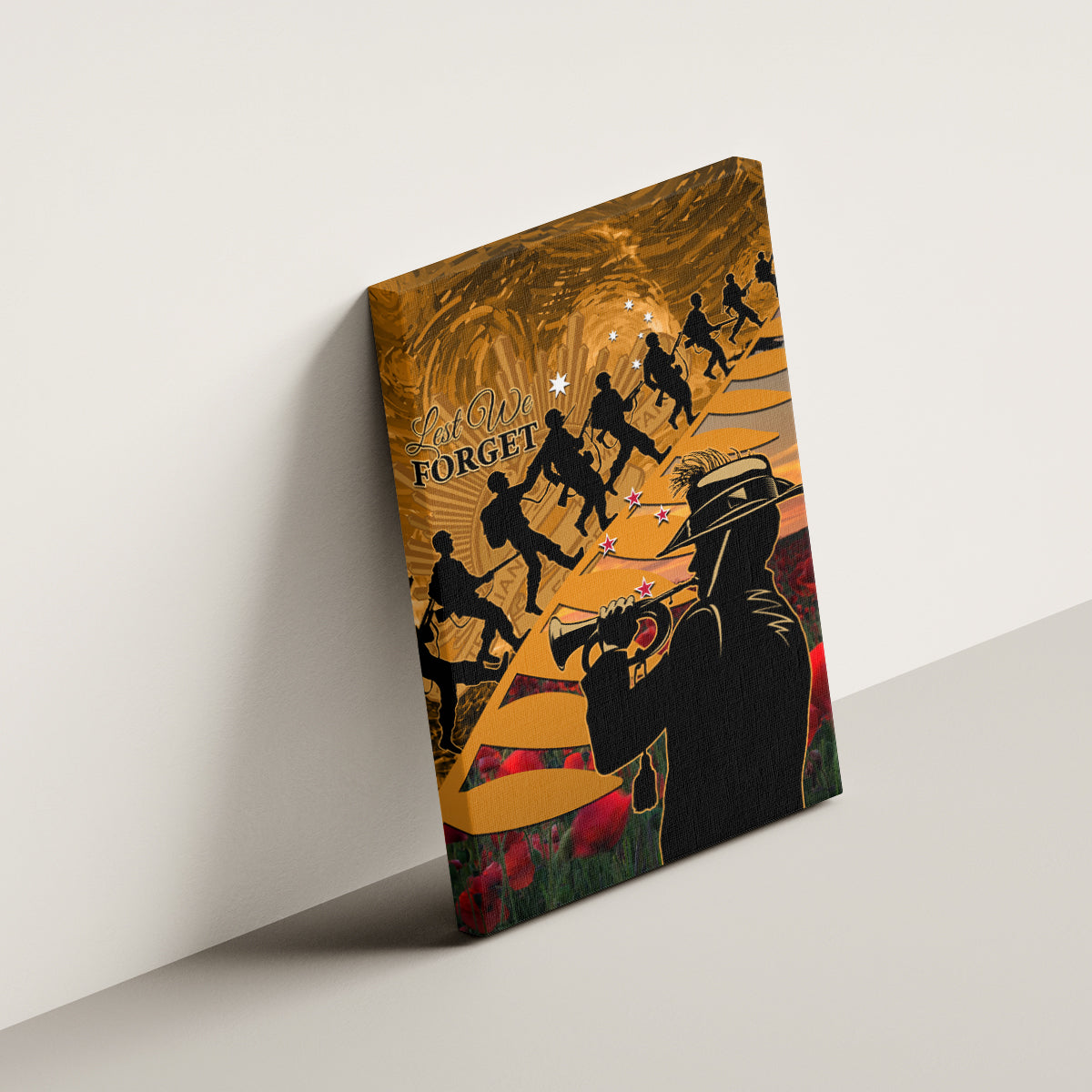 ANZAC Day 2024 Canvas Wall Art Silver Fern With A Trumpet Soldier LT01 - Polynesian Pride