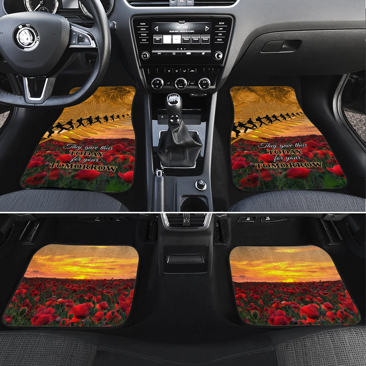 ANZAC Day 2024 Car Mats Silver Fern With A Trumpet Soldier