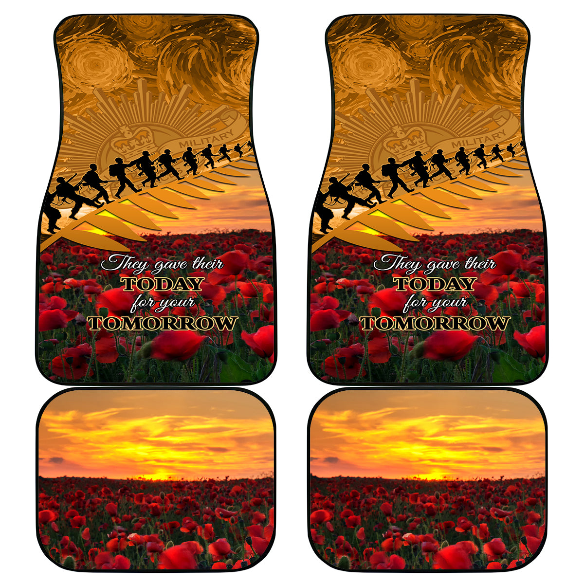 ANZAC Day 2024 Car Mats Silver Fern With A Trumpet Soldier LT01 - Polynesian Pride